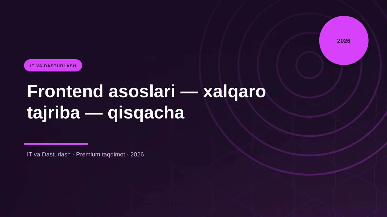 Frontend asoslari ҳ- xalqaro tajriba — qisqacha 1