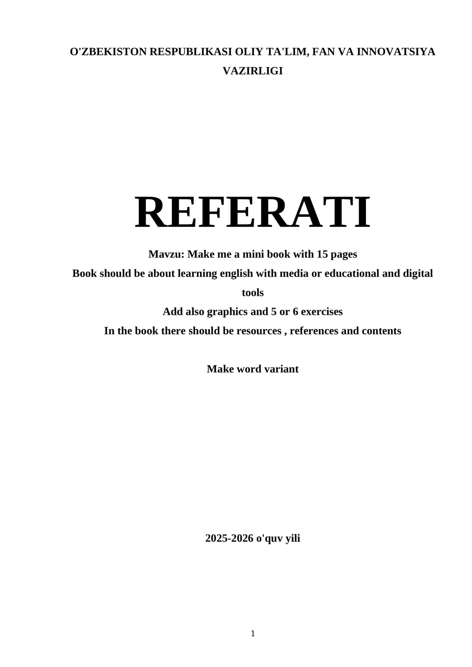 Make me a mini book with 15 pages 1