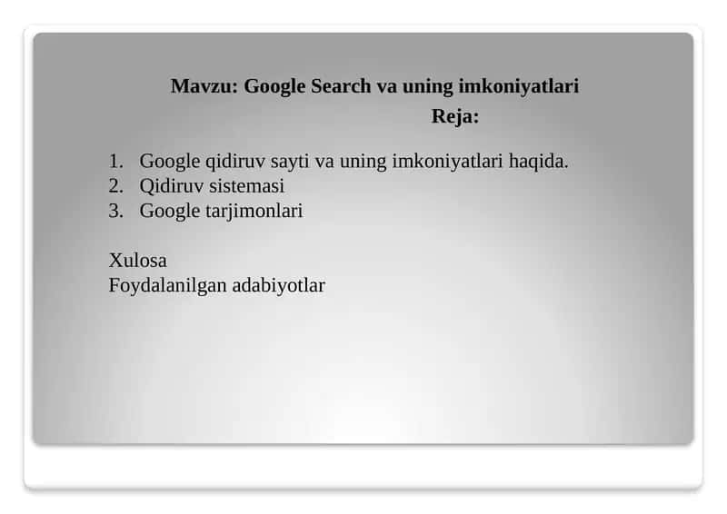 Google Search va uning imkoniyatlari 1