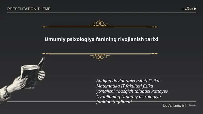 Umumiy psixologiya fanining rivojlanish tarixi 1