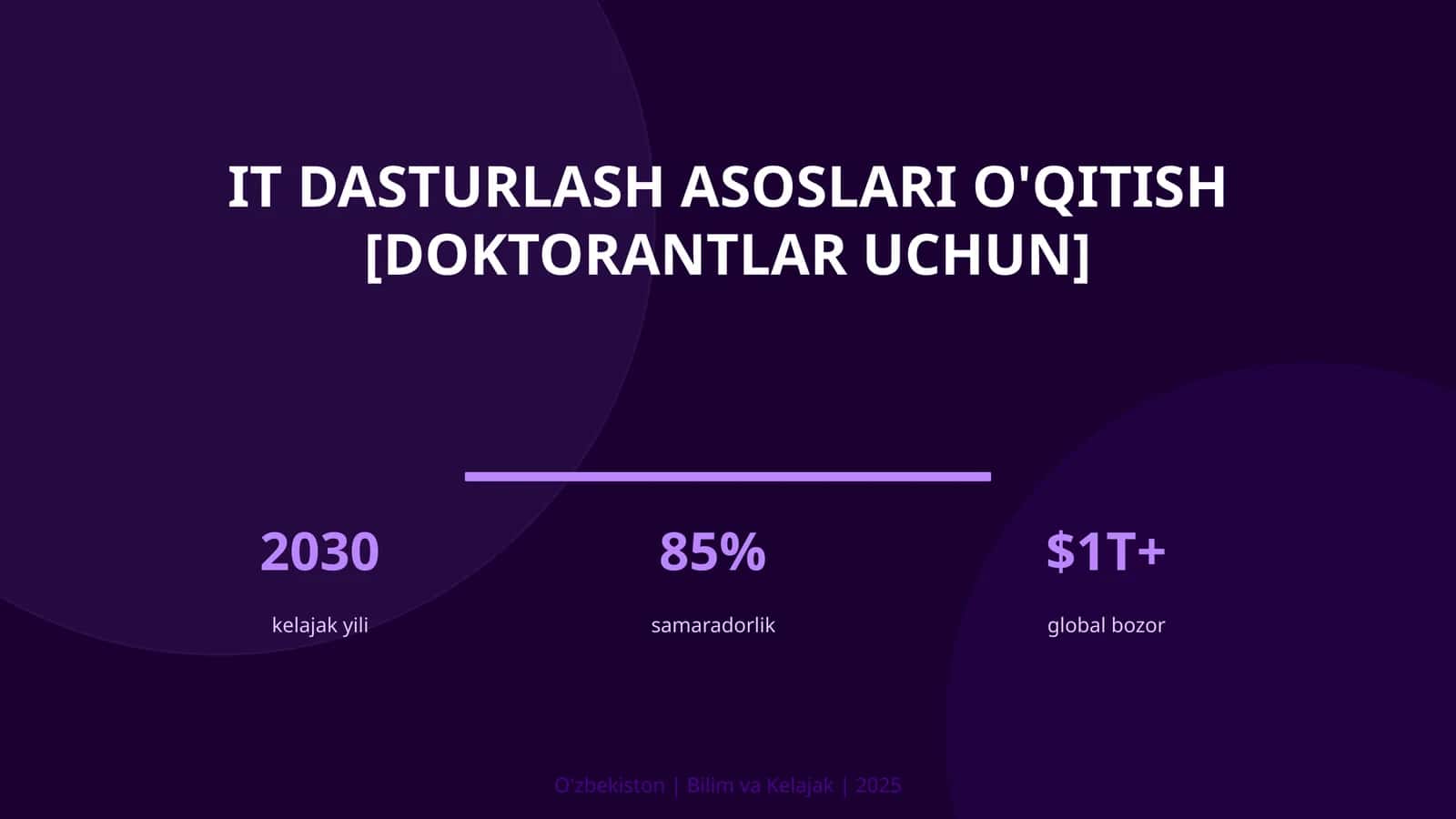IT dasturlash asoslari o'qitish [doktorantlar uchun] 1