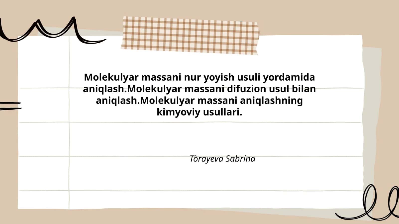 Molekulyar massani aniqlashning kimyoviy usullari 1
