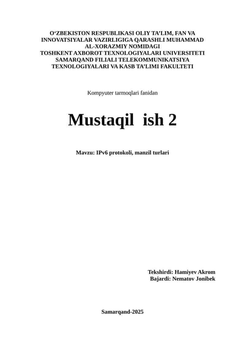 IPv6 protokoli, manzil turlari 1