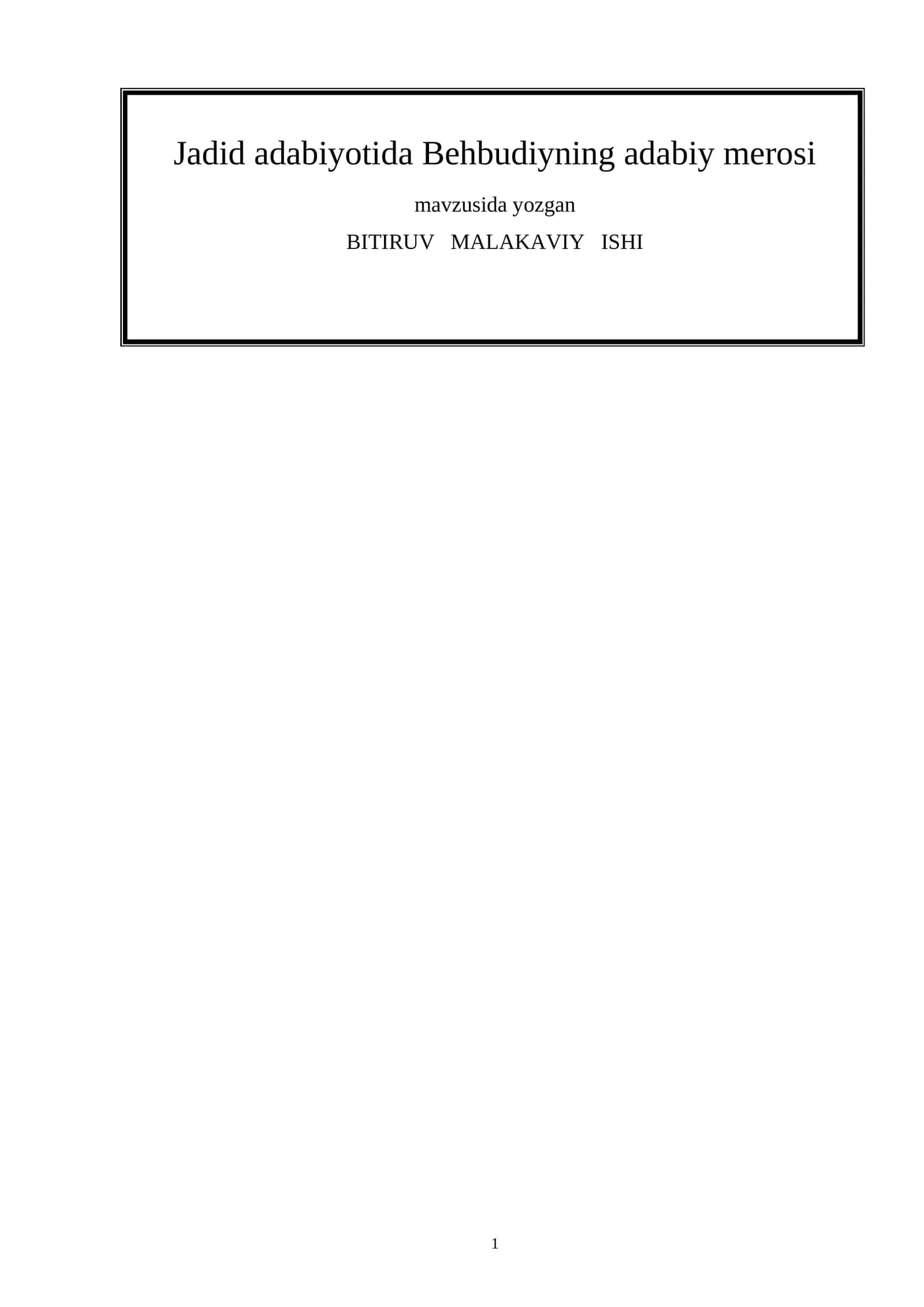 Jadid adabiyotida Behbudiyning adabiy merosi 1