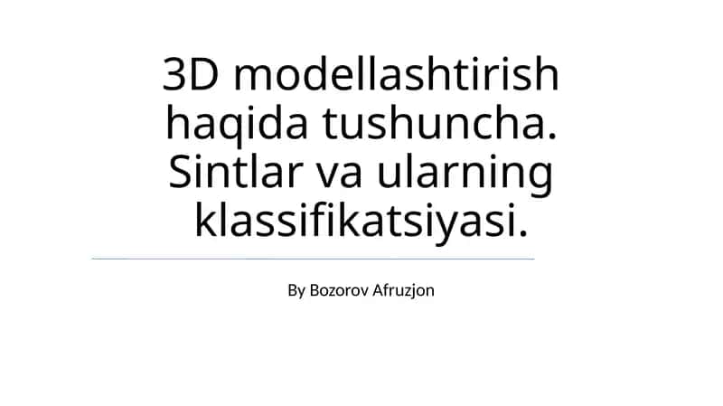 3D modellashtirish 1