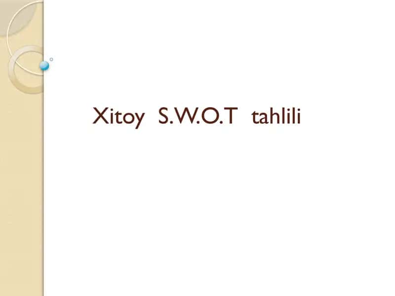 Xitoy S.W.O.T tahlili 1