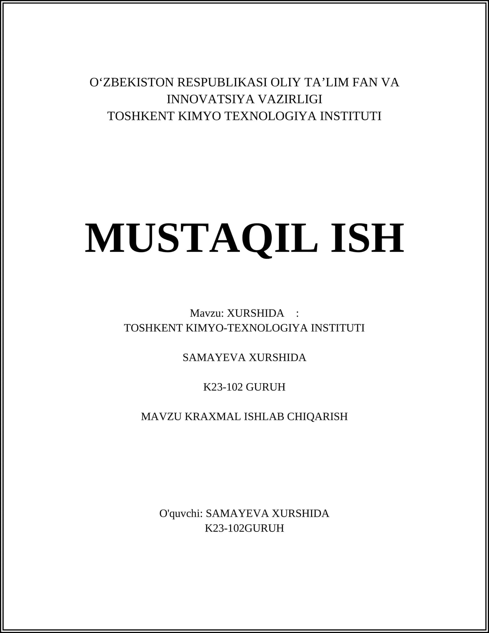 XURSHIDA 1