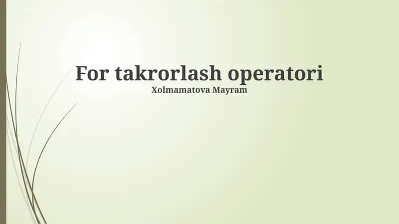Takrorlash Operatorlari 1