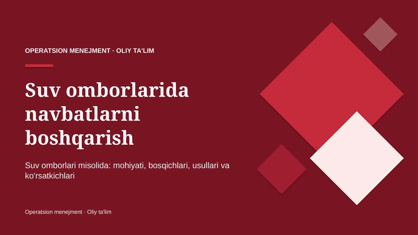 Suv omborlarida navbatlarni boshqarish 1