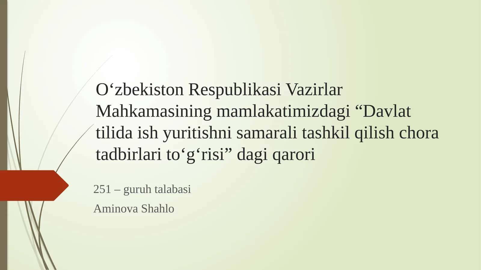 Davlat tilida ish yuritishni samarali tashkil qilish chora-tadbirlari to‘g‘risi 1