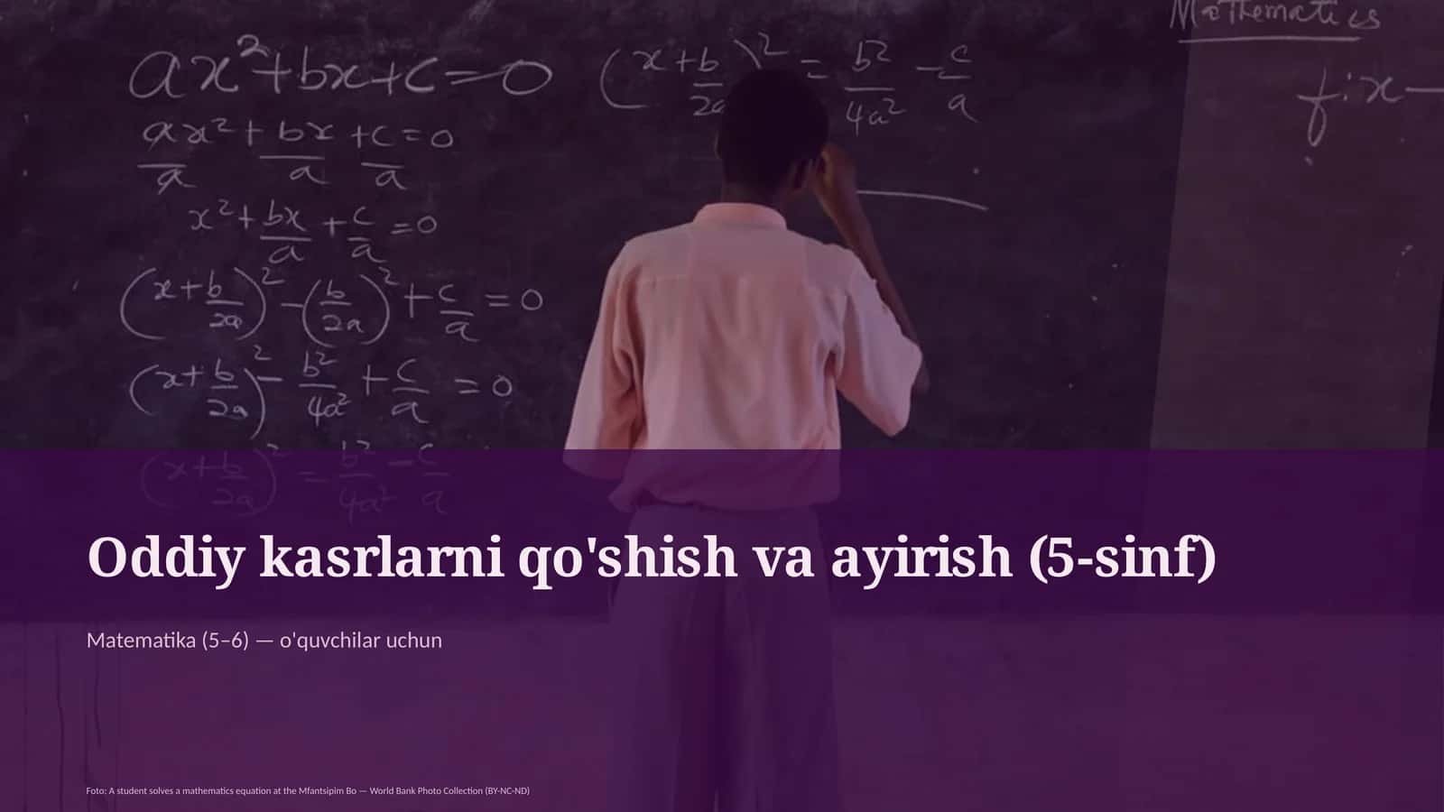 Oddiy kasrlarni qo'shish va ayirish (5-sinf) 1