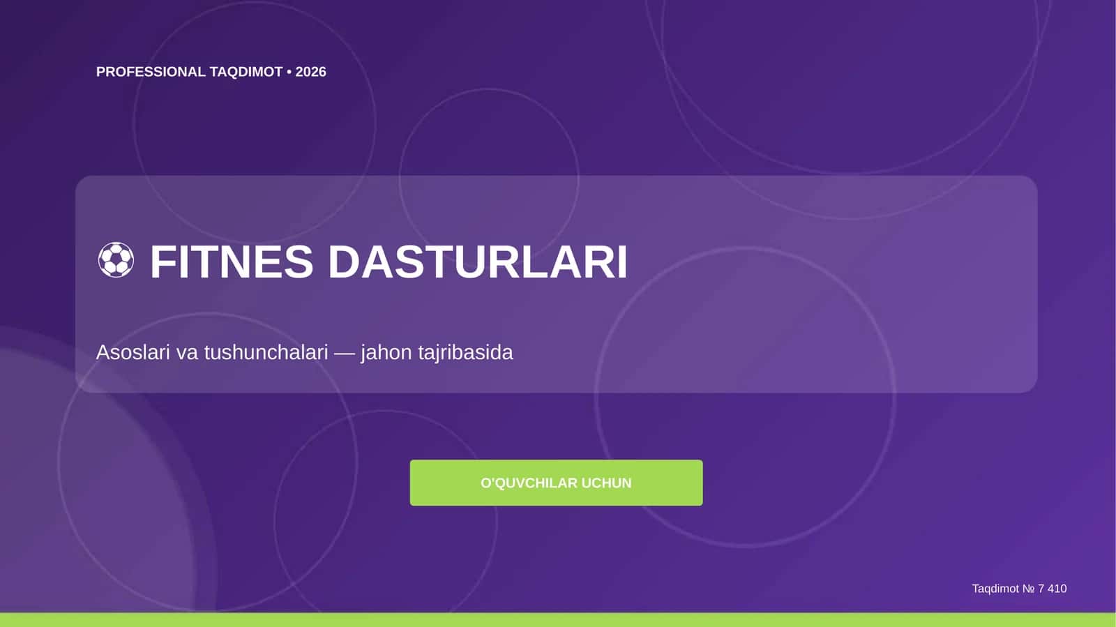 FITNES DASTURLARI: asoslari va tushunchalari 1