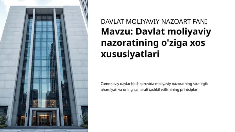Davlat moliyaviy nazoratining o'ziga xos xususiyatlari 1