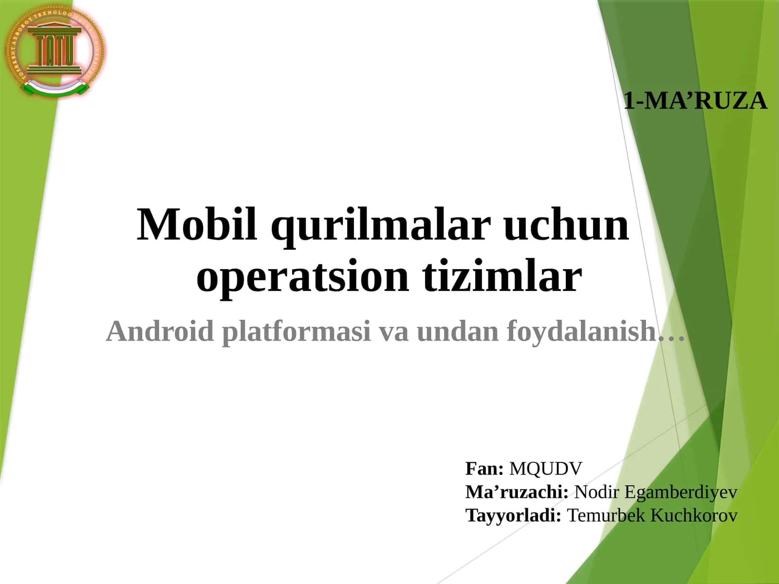 1-MA’RUZA - Fan:MQUDV 1