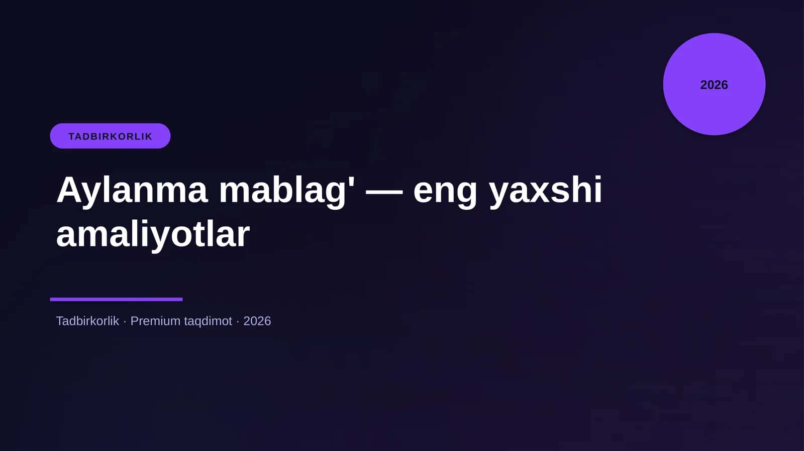 Aylanma mablag' — eng yaxshi amaliyotlar 1