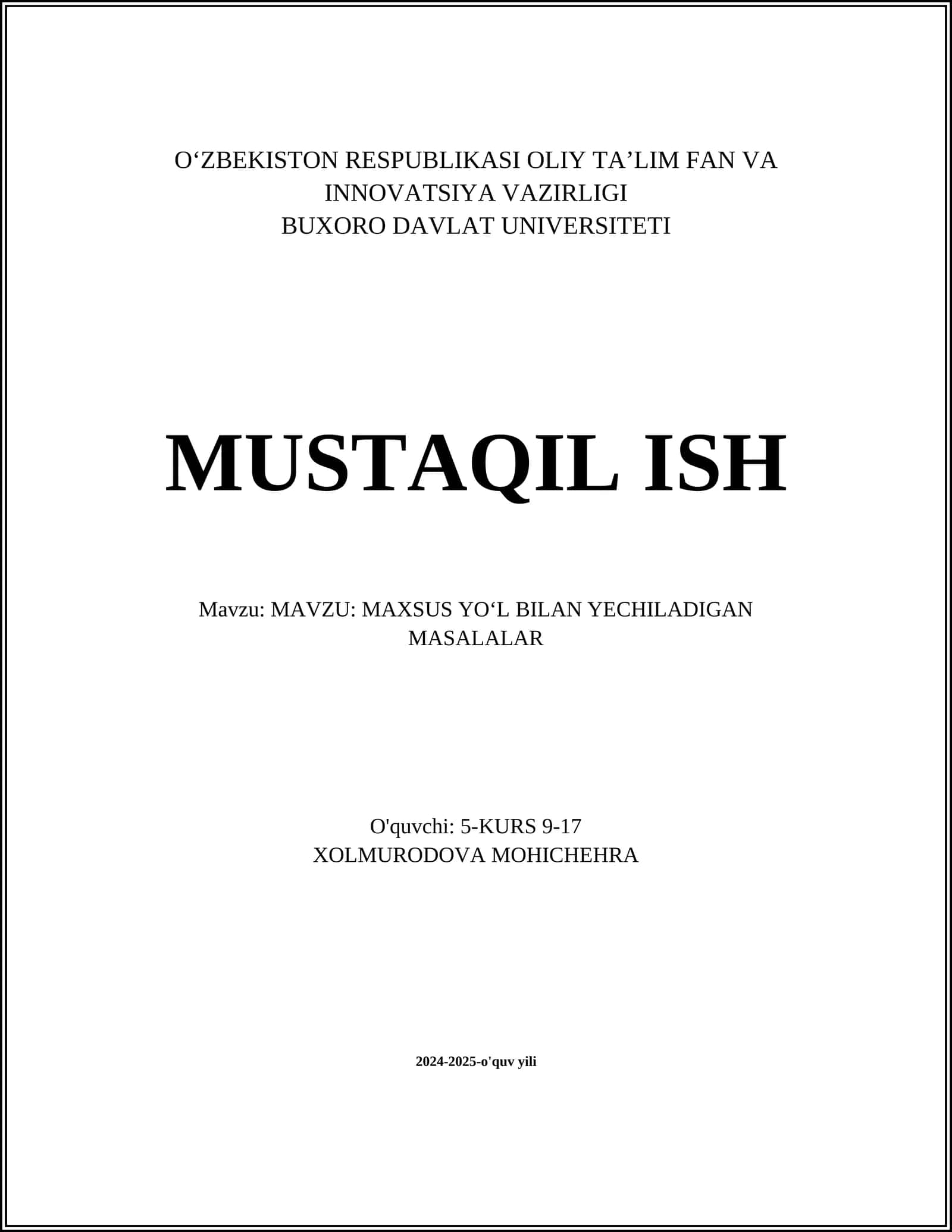 Maxsus Hisoblash Usullari 1