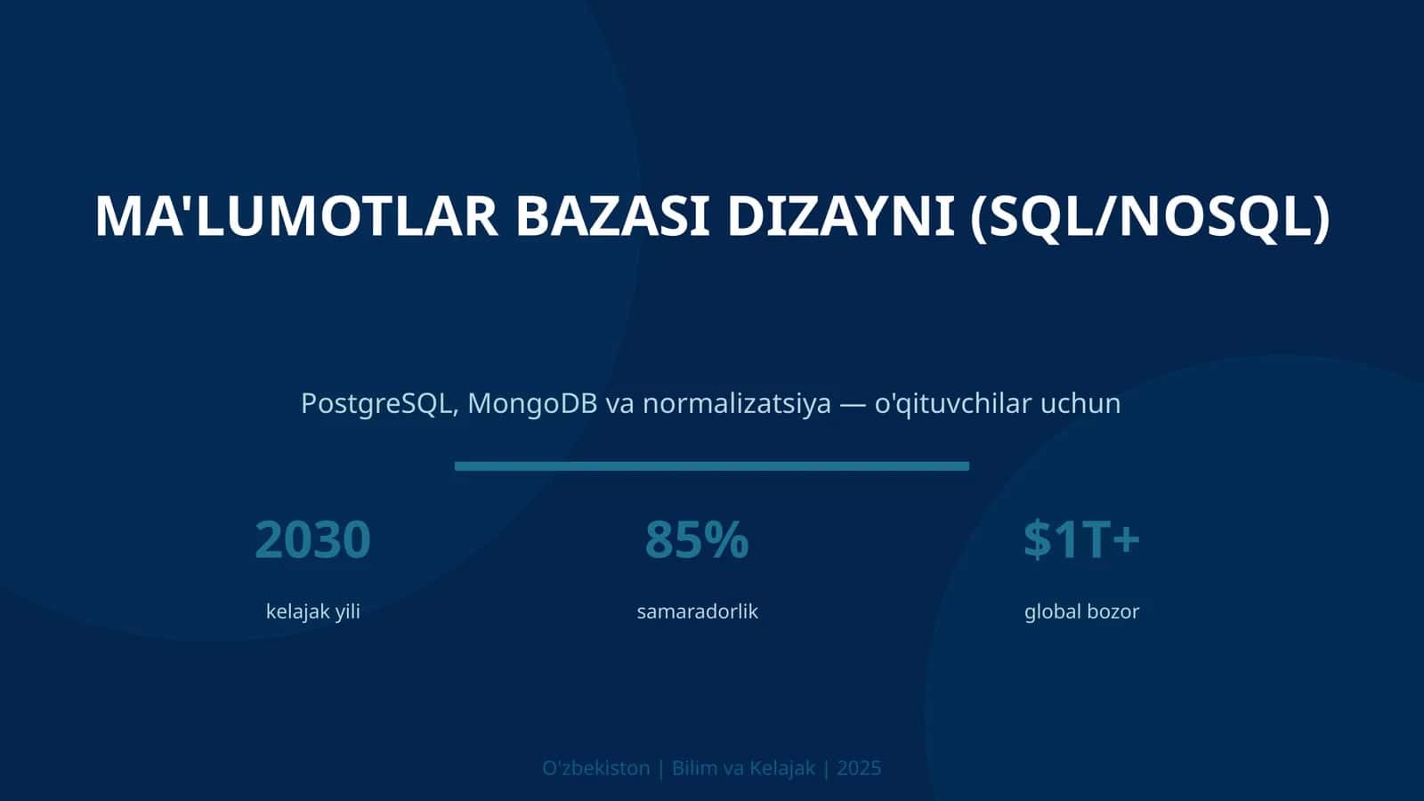 MA'LUMOTLAR BAZASI DIZAYNI (SQL/NOSQL) 1