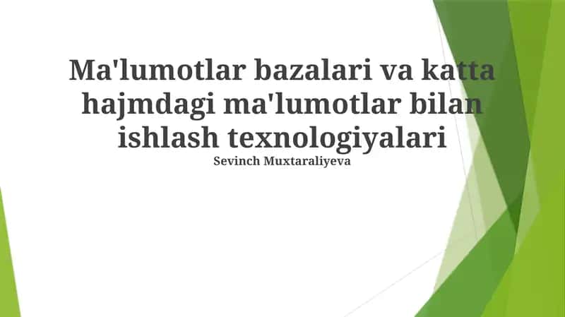 Ma'lumotlar Bazasi Asoslari 1