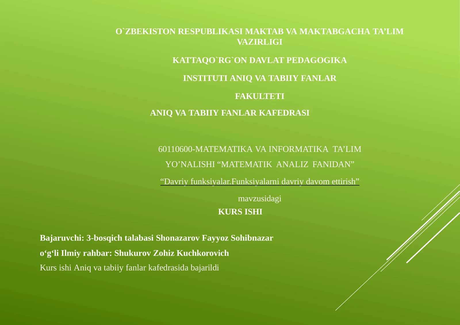 "MATHEMATICAL ANALYSIS OF FUNCTIONS" 1