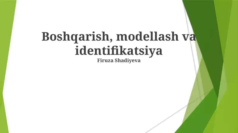 Boshqarish, modellash va identifikatsiya 1