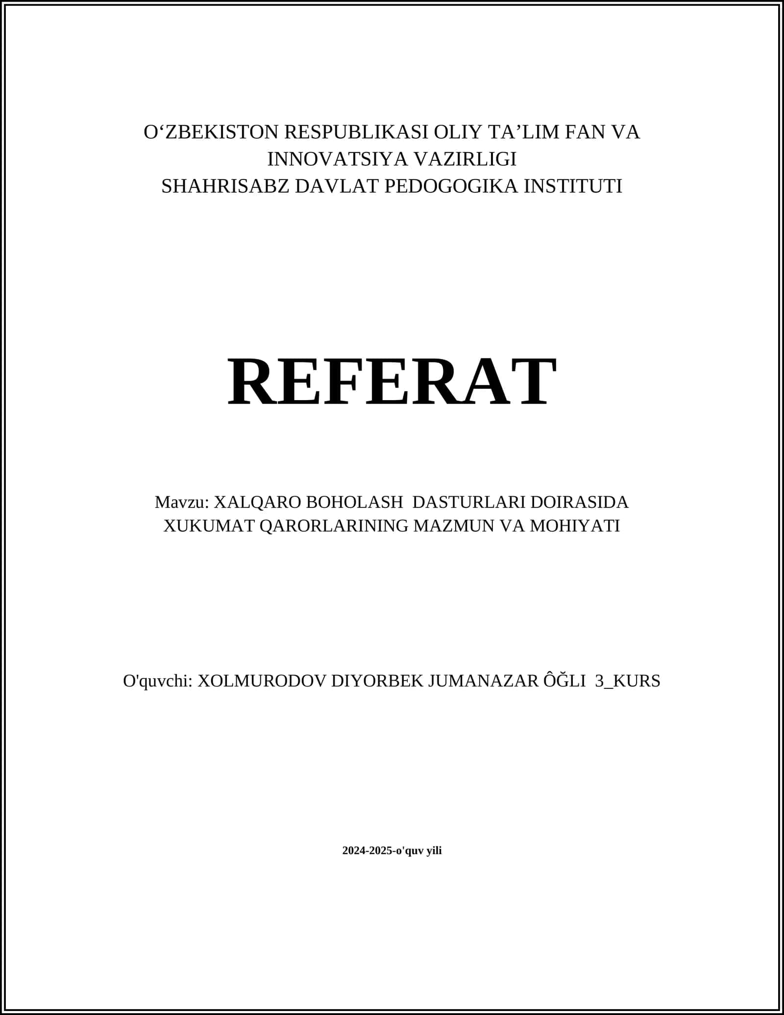 PISA (Talabalarni O'lchash Xalqaro Dasturi) 1