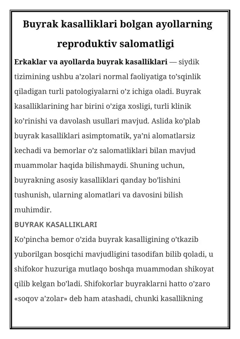 Buyrak kasalliklari 1