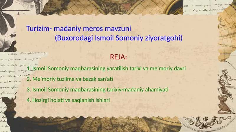 Turizm-madaniy meros mazmuni 1