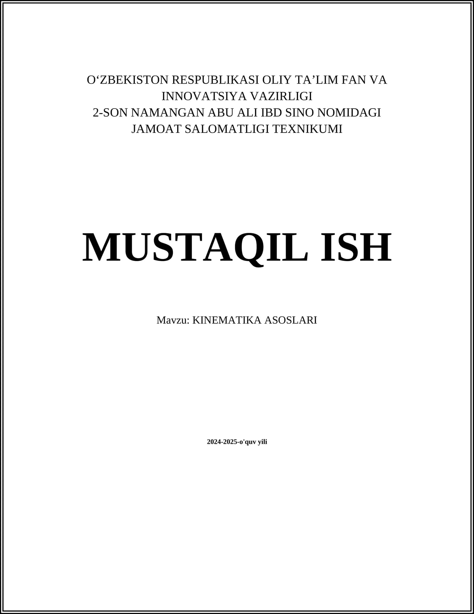 KINEMATIKA ASOSLARI 1