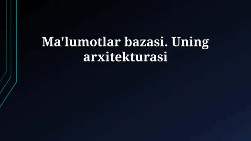 Ma'lumotlar bazasi 1
