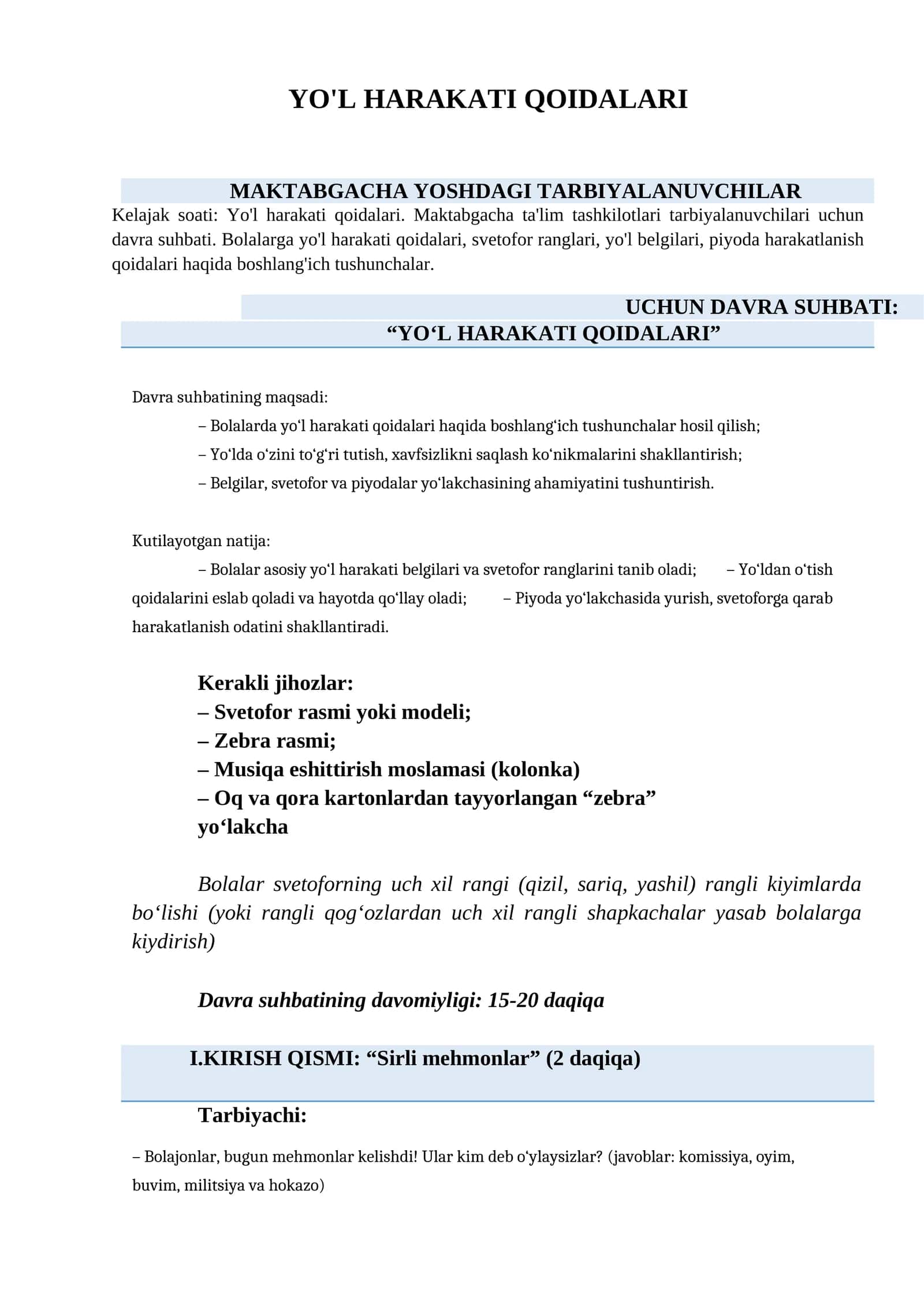 YO'L HARAKATI QOIDALARI 1