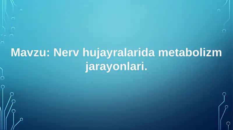 Nerv hujayralarida metabolizm jarayonlari 1