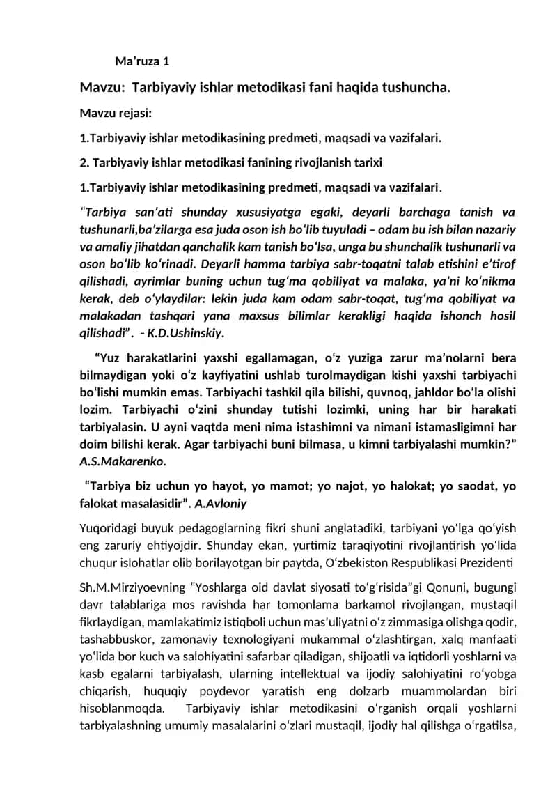 Tarbiyaviy ishlar metodikasi 1