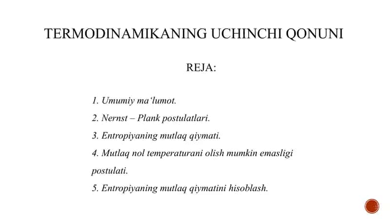 Termodinamikaning uchinchi qonuni 1