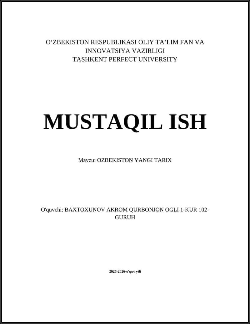 O‘ZBEKISTON YANGI TARIX 1