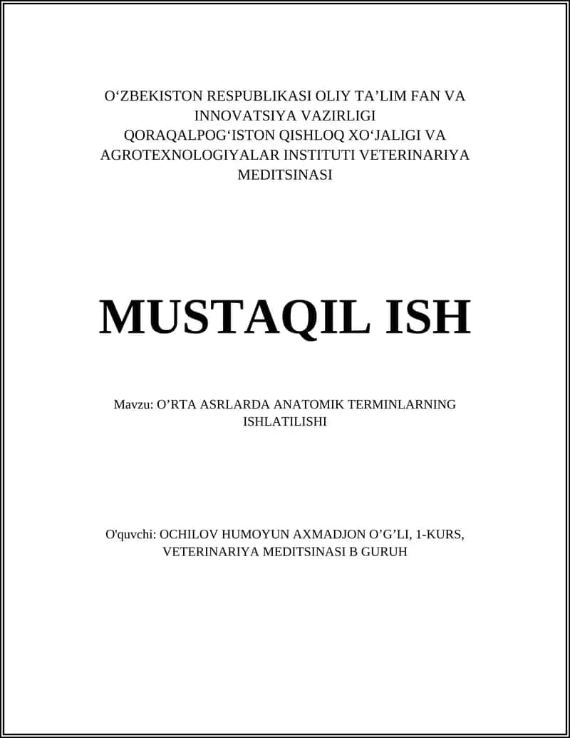 OʼRTA ASRLARDA ANATOMIK TERMINLARNING ISHLATILISHI 1