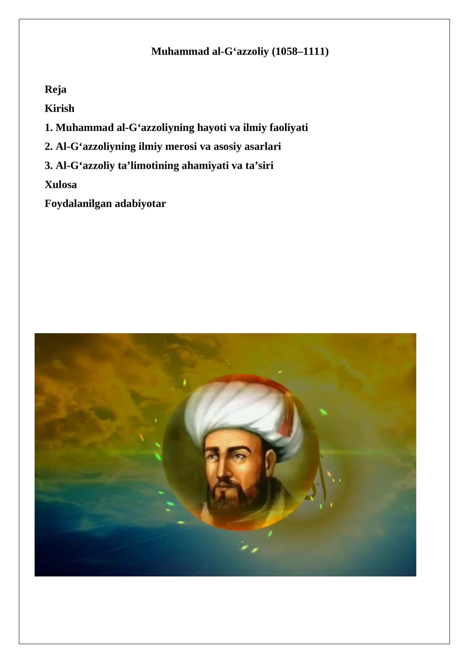 Muhammad al-G‘azzoliyning hayoti va ilmiy faoliyati 1