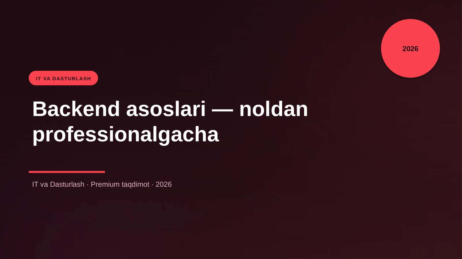 Backend asoslari — noldan professionalgacha 1