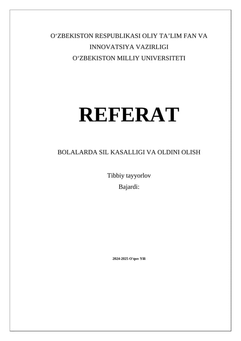 BOLALARDA SIL KASALLIGI VA OLDINI OLISH 1