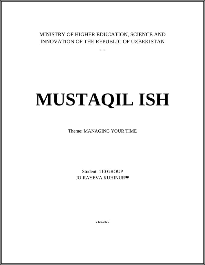 MANAGEMENT OF TIME 1