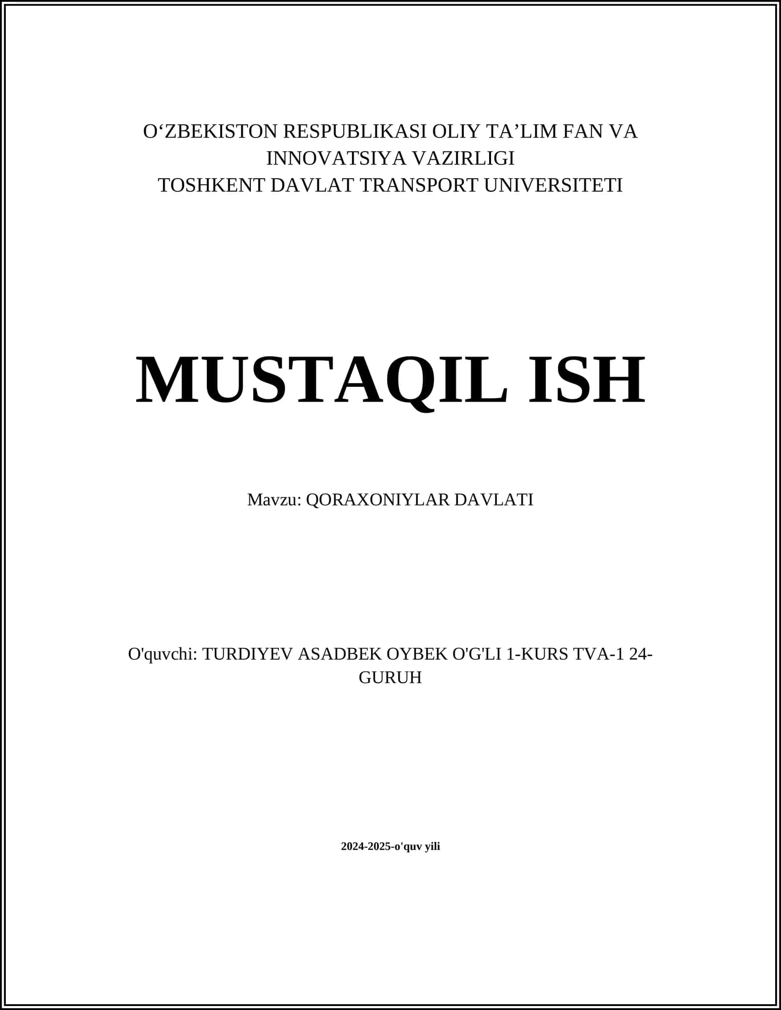 Qoraxoniylar Davlati 1