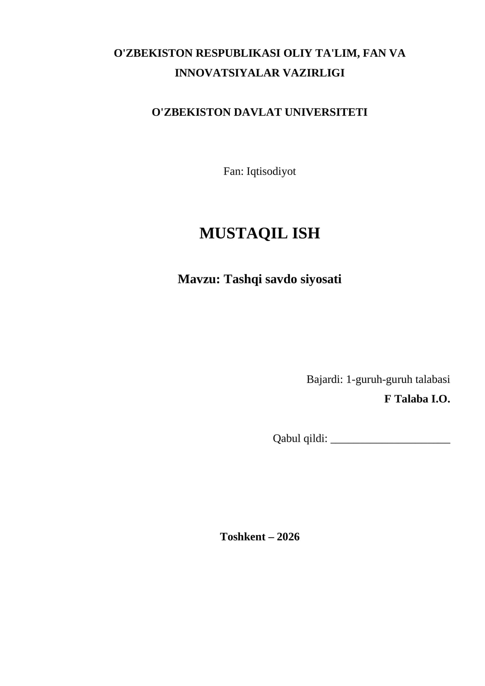 Tashqi savdo siyosati 1