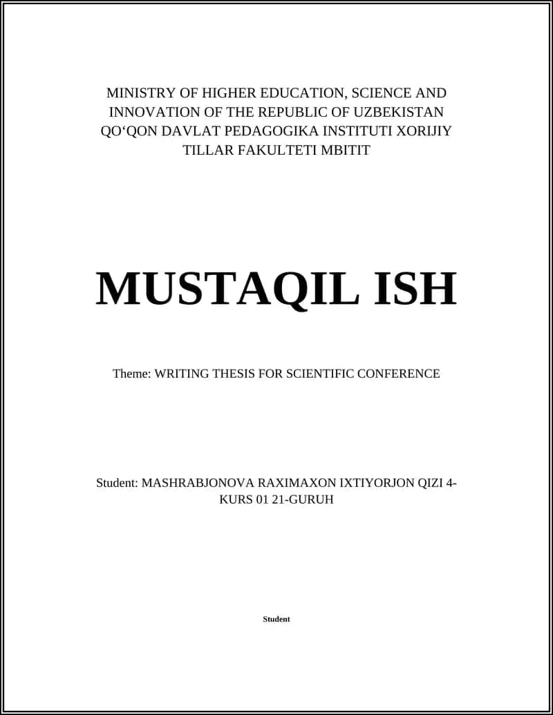 Writing Thesis for Scientific Conference 1