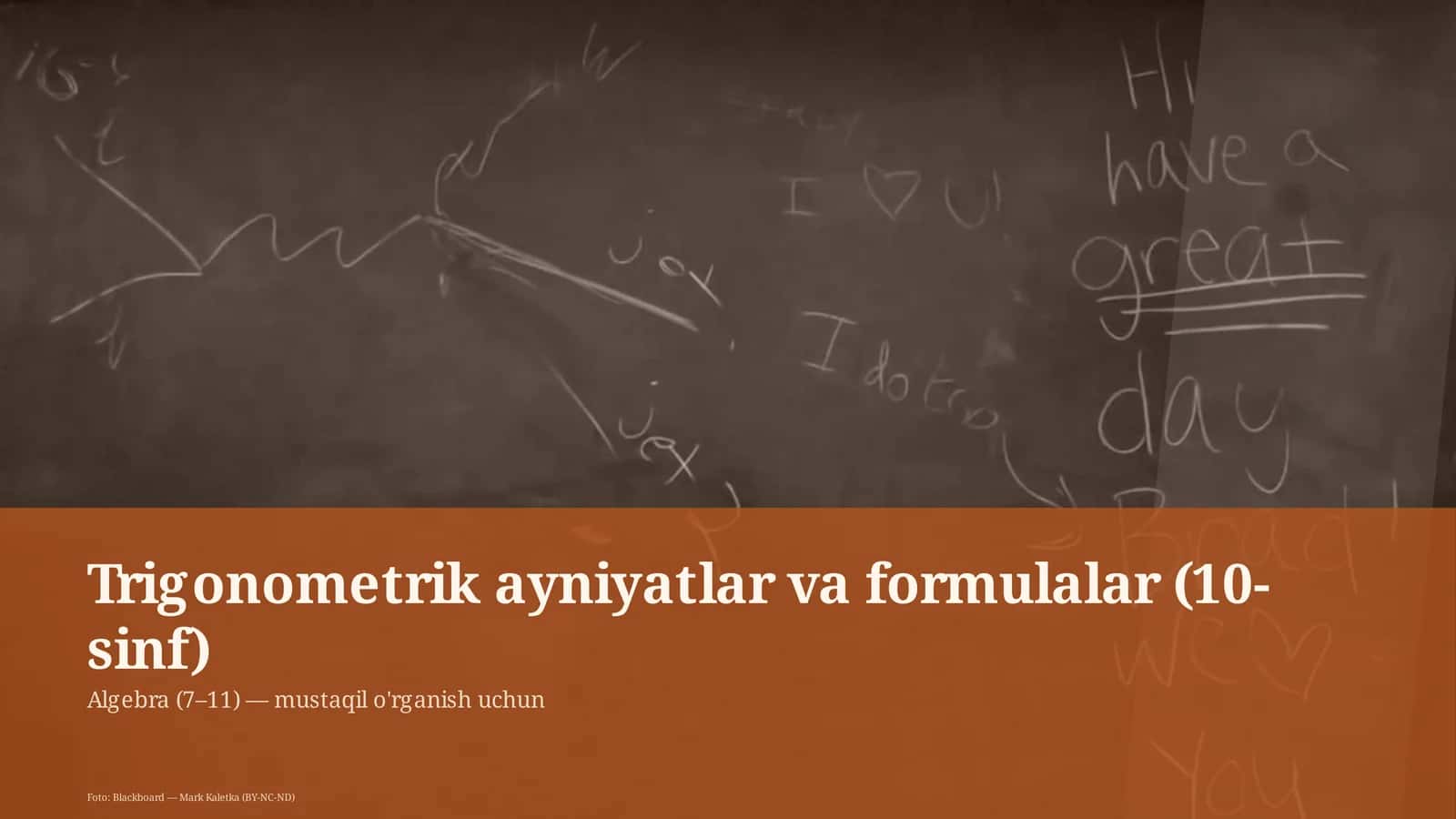 Trigonometrik ayniyatlar va formulalar (10-sinf) 1