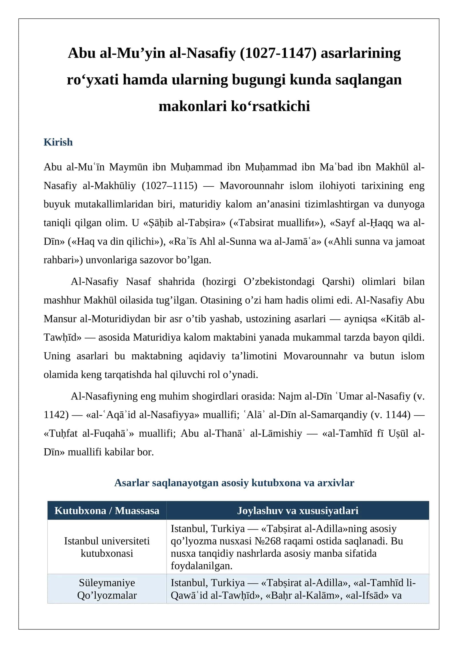 Abu al-Mu’yin al-Nasafiy 1