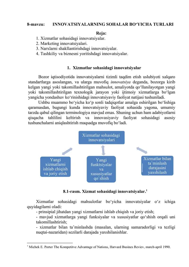 Xizmatlar sohasidagi innovatsiyalar 1