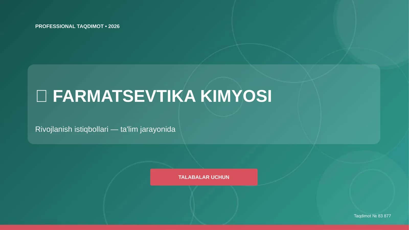 FARMATSEVTIKA KIMYOSI 1