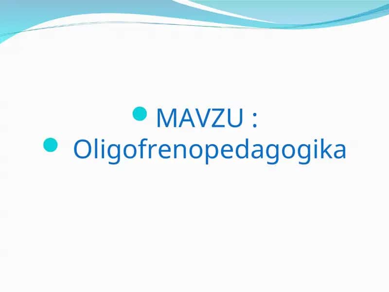 Oligofrenopedagogika 1