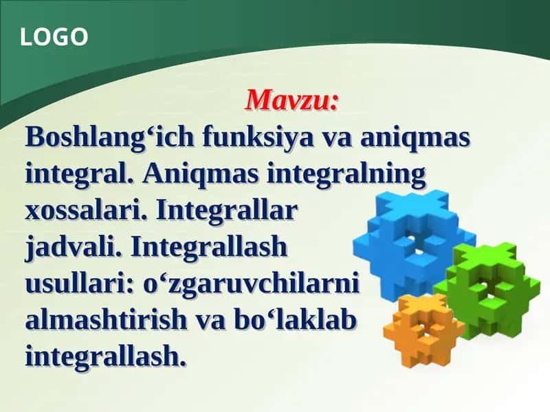 Integrallar jadvali 1