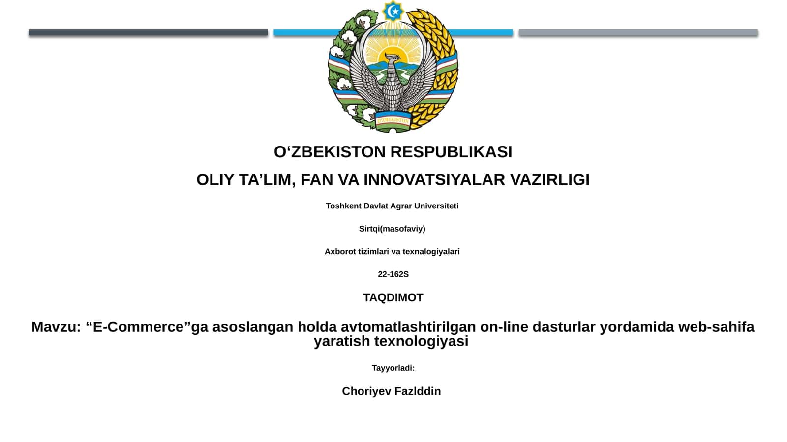 Avtomatlashtirilgan on-line dasturlar 1