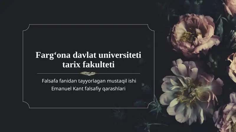 Emanuel Kant falsafiy qarashlari 1